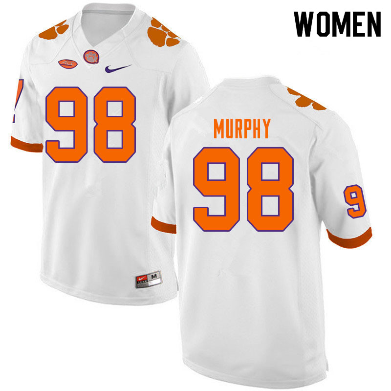 Women #98 Myles Murphy Clemson Tigers College Football Jerseys Sale-White - Click Image to Close